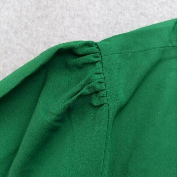 J Crew Green Puff Sleeve Keyhole Neckline Crepe Top Blouse BL711 Women Size  XSP - Picture 8 of 15